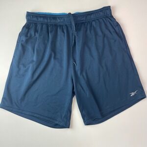 Reebok Speedwick Mens Athletic Shorts Blue Mesh Pockets L 3RSMH1513
